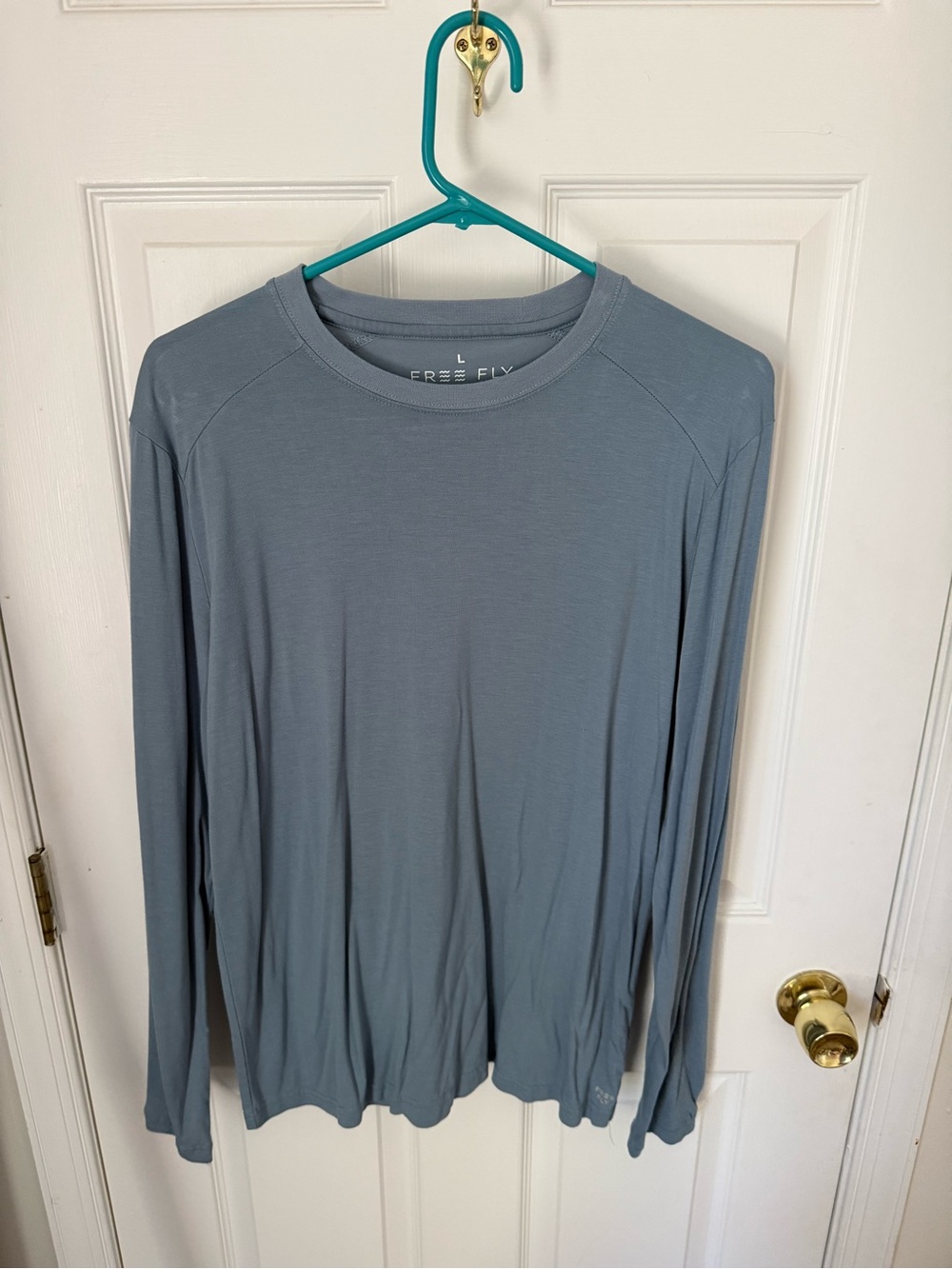 Free Fly Apparel Men's bamboo Long-Sleeve Crew Tee - Slate Blue Gray